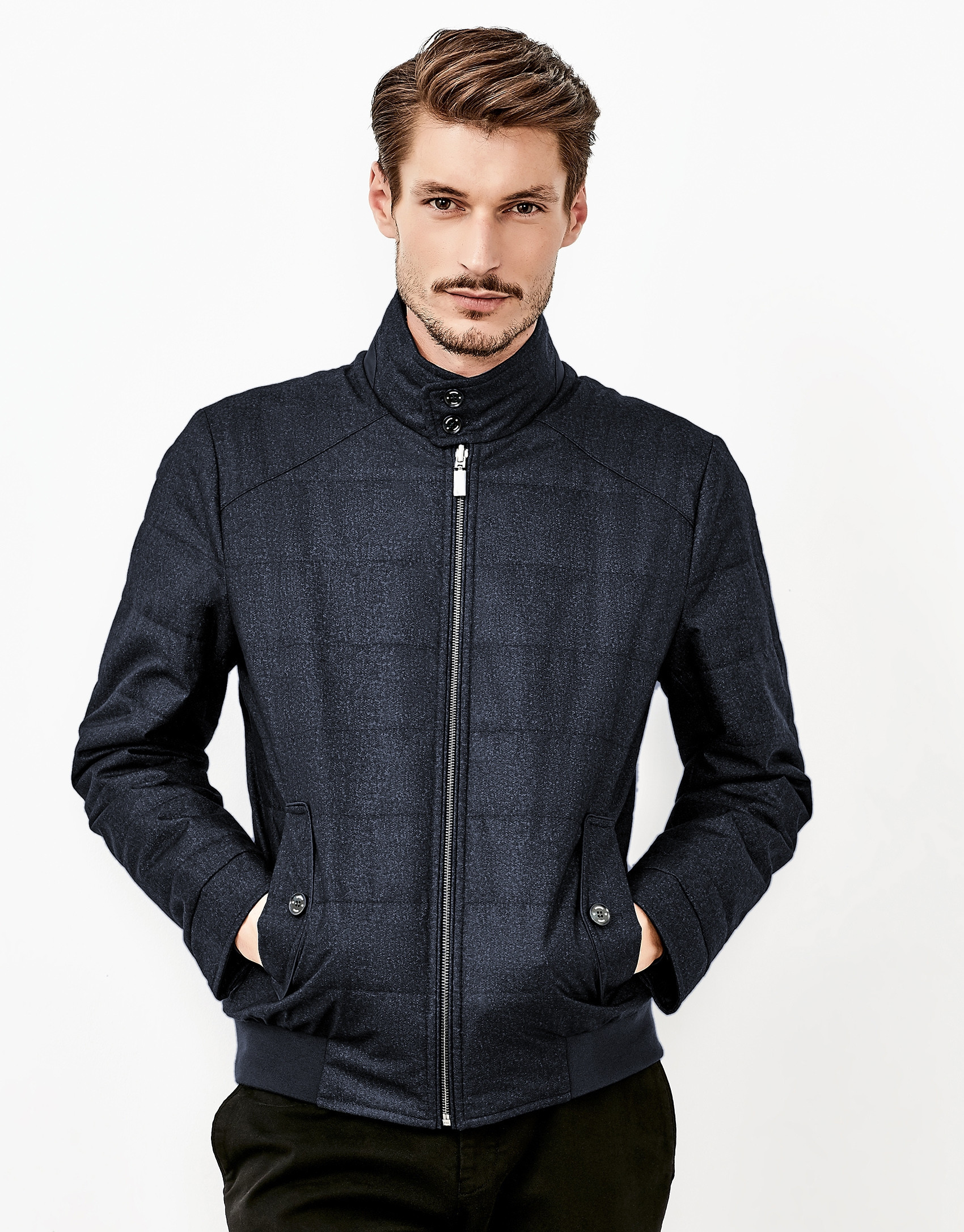 Blue reversible windbreaker