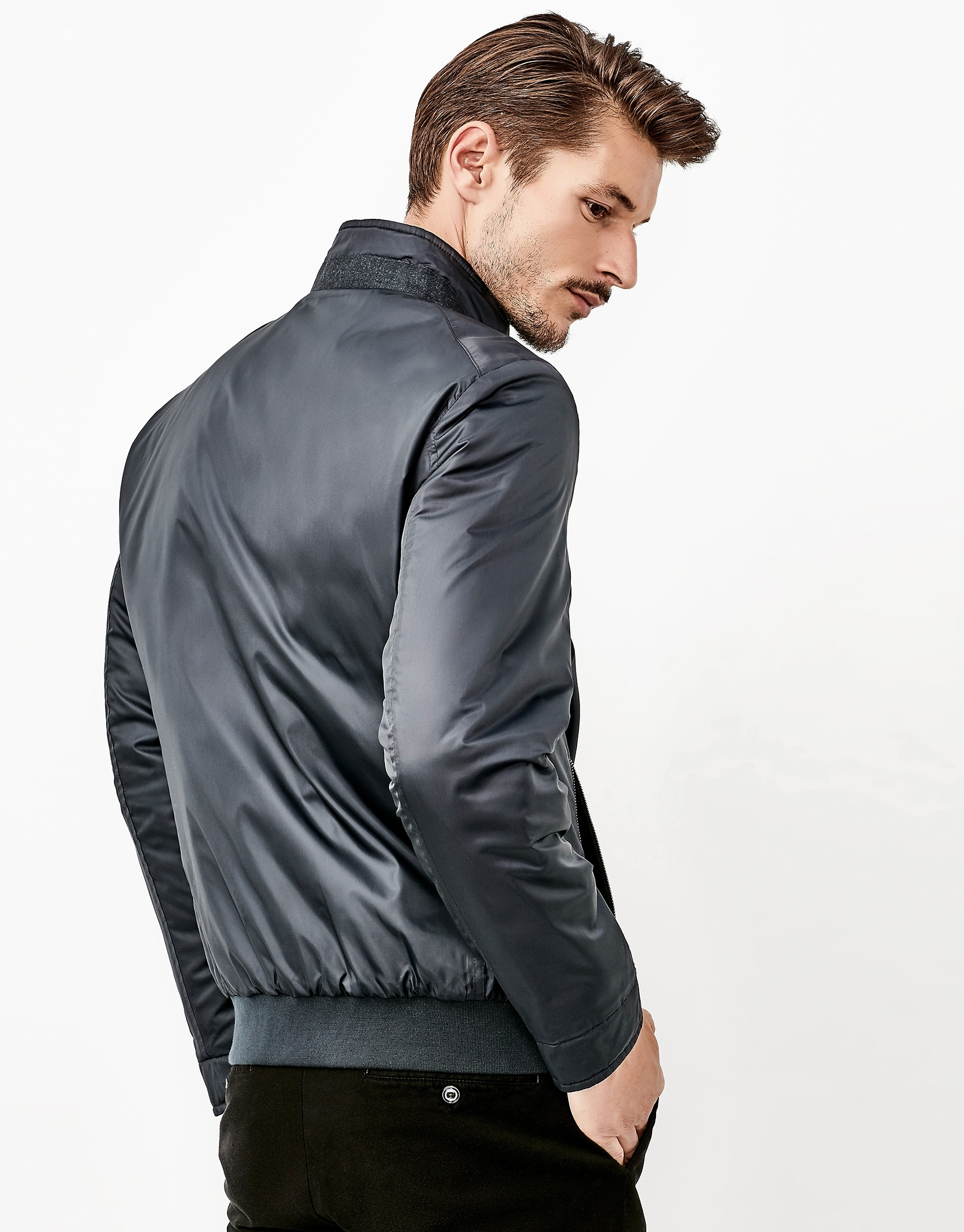 Blue reversible windbreaker
