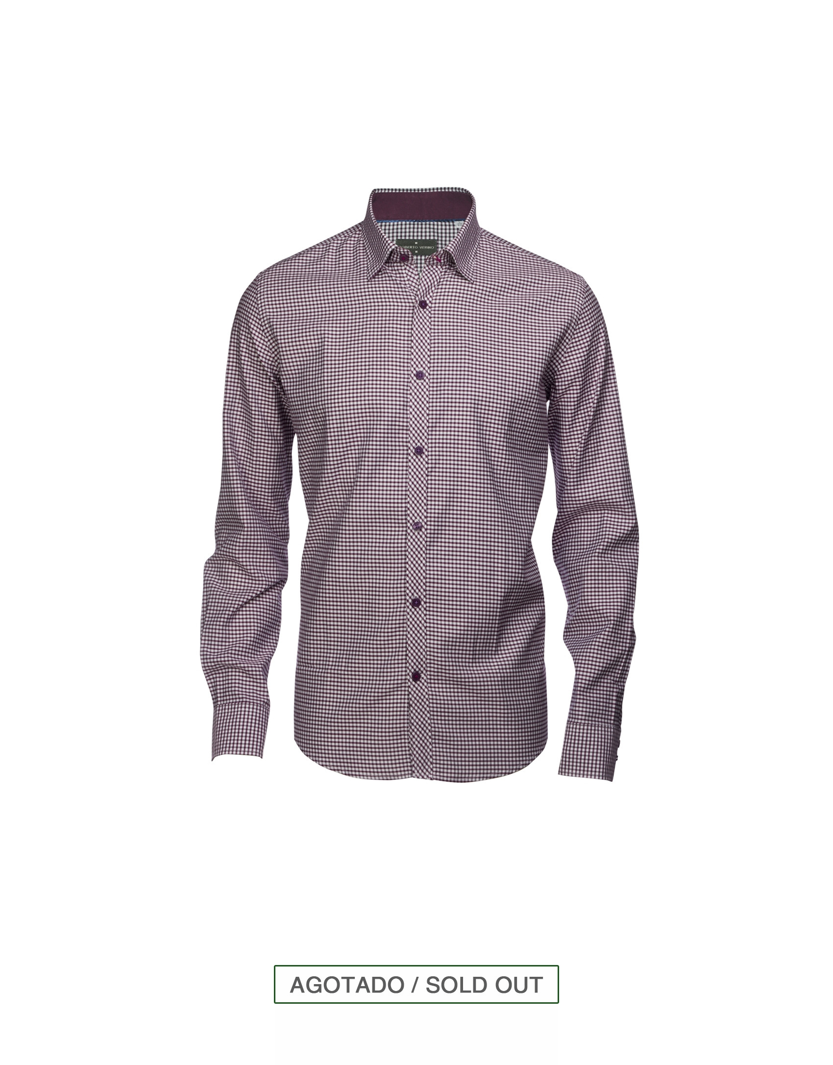 Bordeaux and grey gingham/Vichy casual shirt