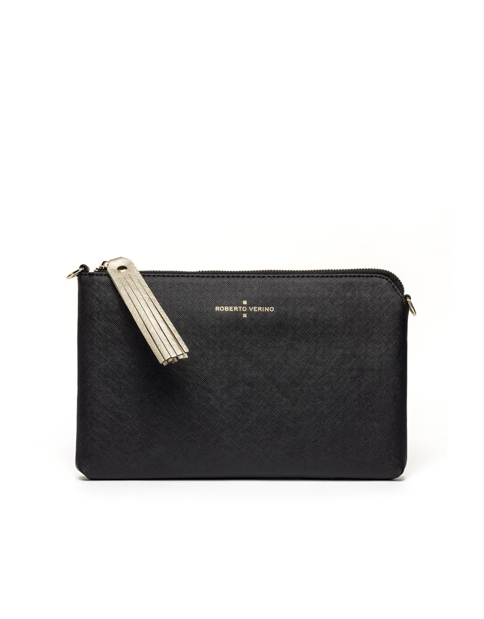 Black/gold Saffiano leather Lisa Clutch 