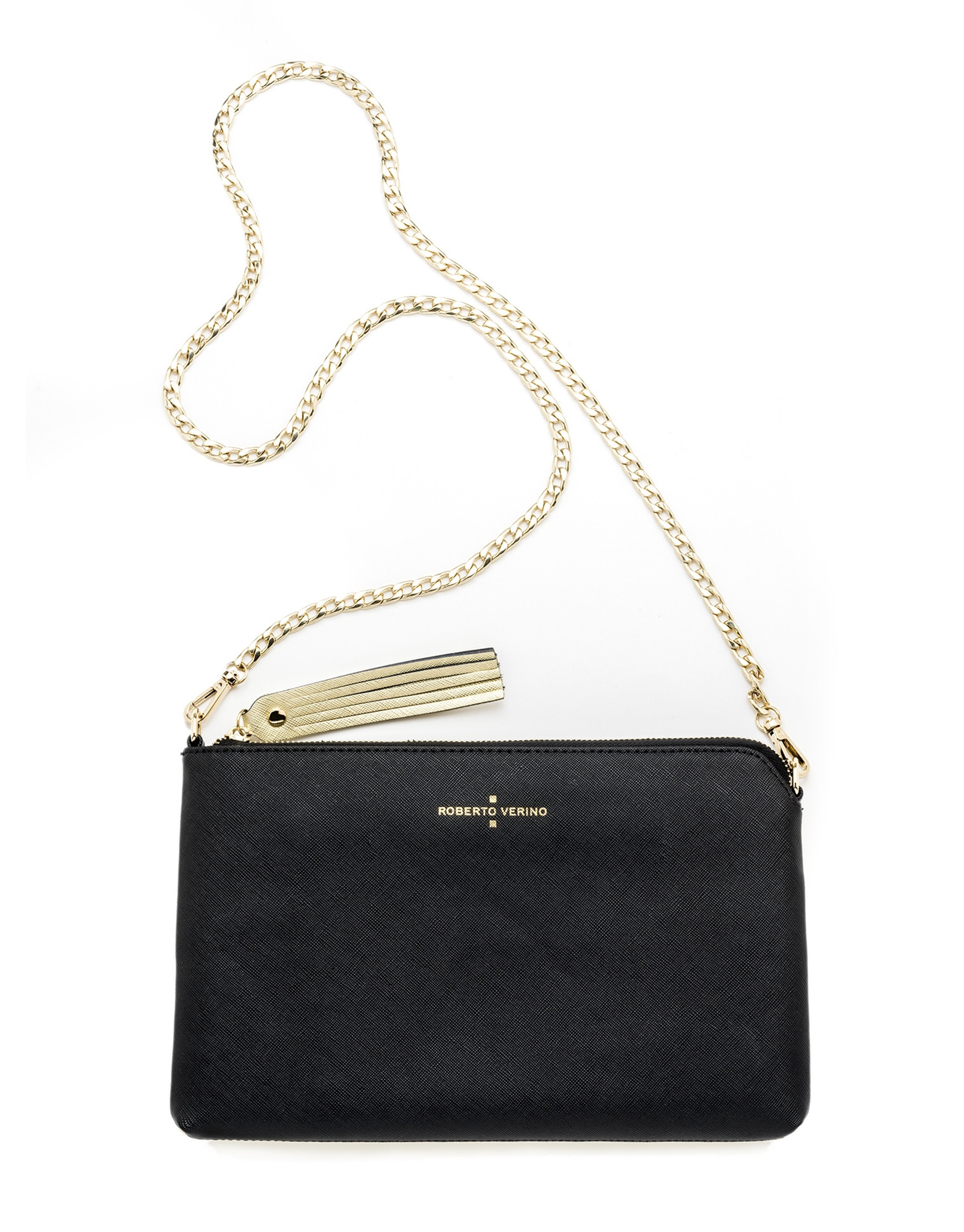 Black/gold Saffiano leather Lisa Clutch 