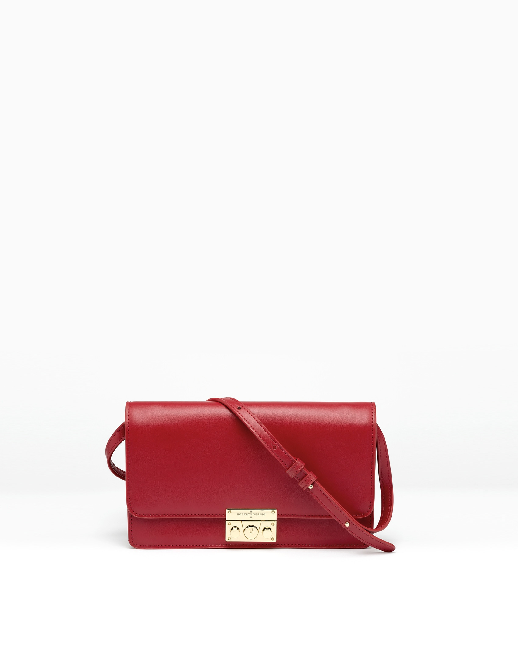 Red leather Geraldine shoulder/clutch 