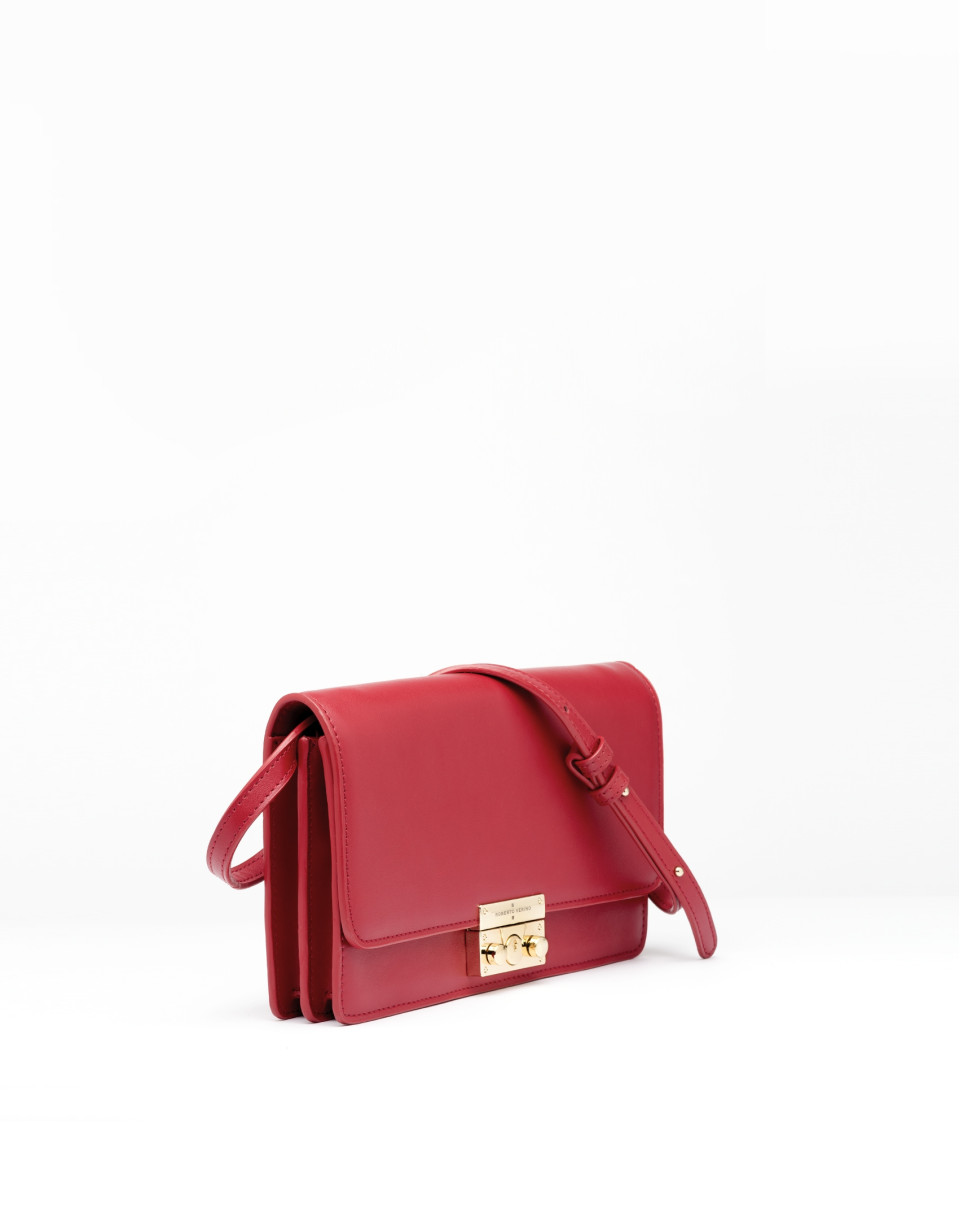 Red leather Geraldine shoulder/clutch 