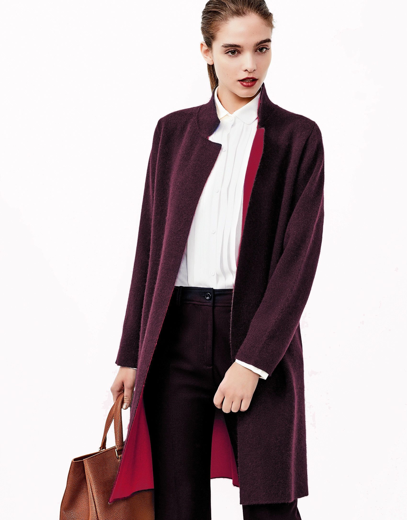 Aubergine knit coat