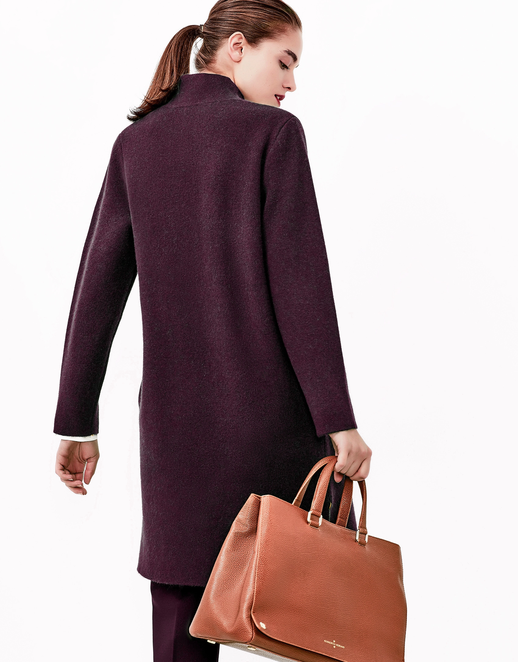 Aubergine knit coat