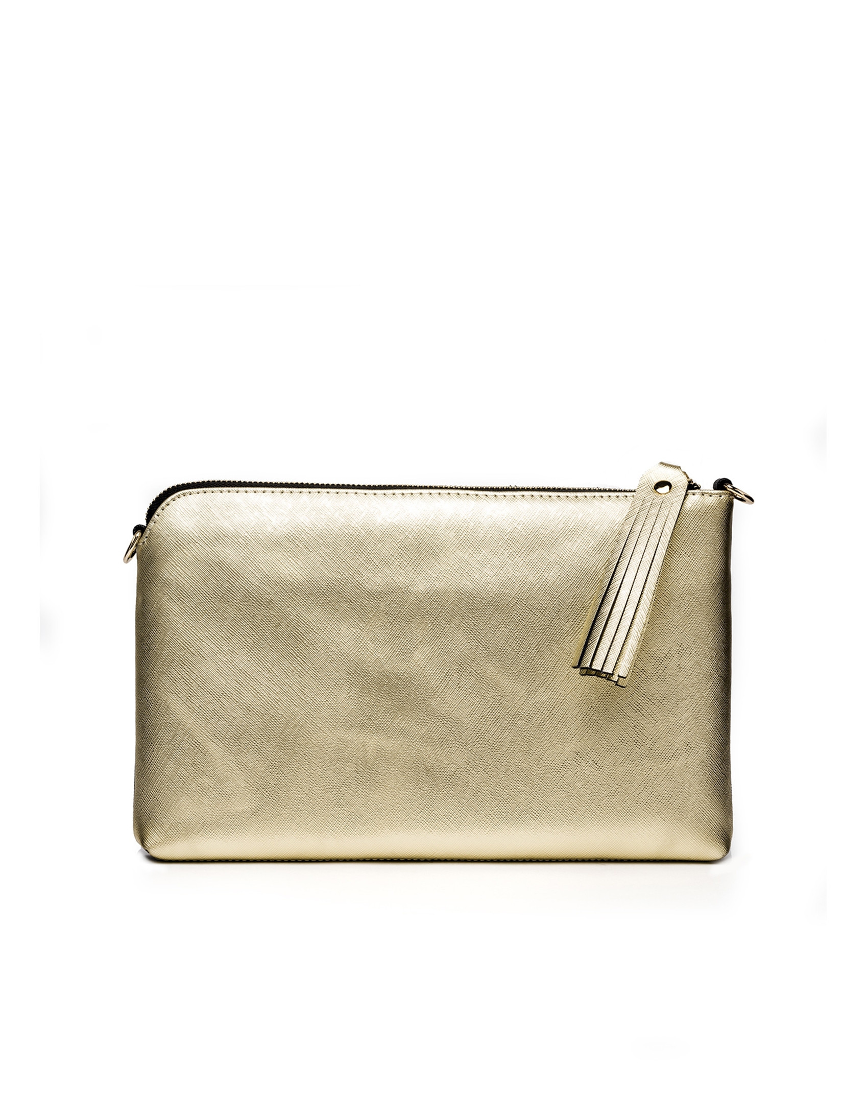 Black/gold Saffiano leather Lisa Clutch 