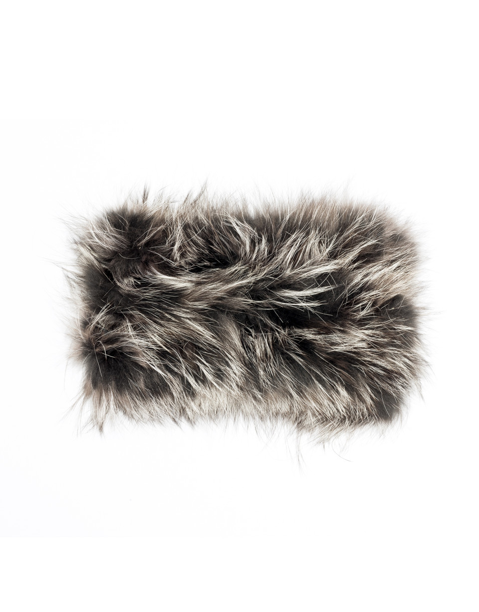 Charcoal gray fox fur collar