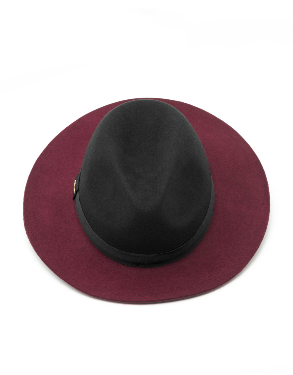 Sombrero bicolor burdeos/negro