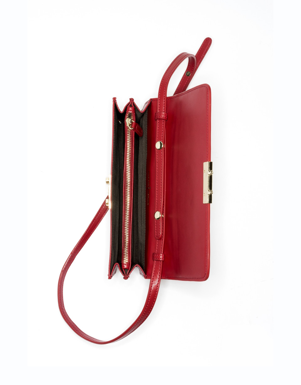Red leather Geraldine shoulder/clutch 