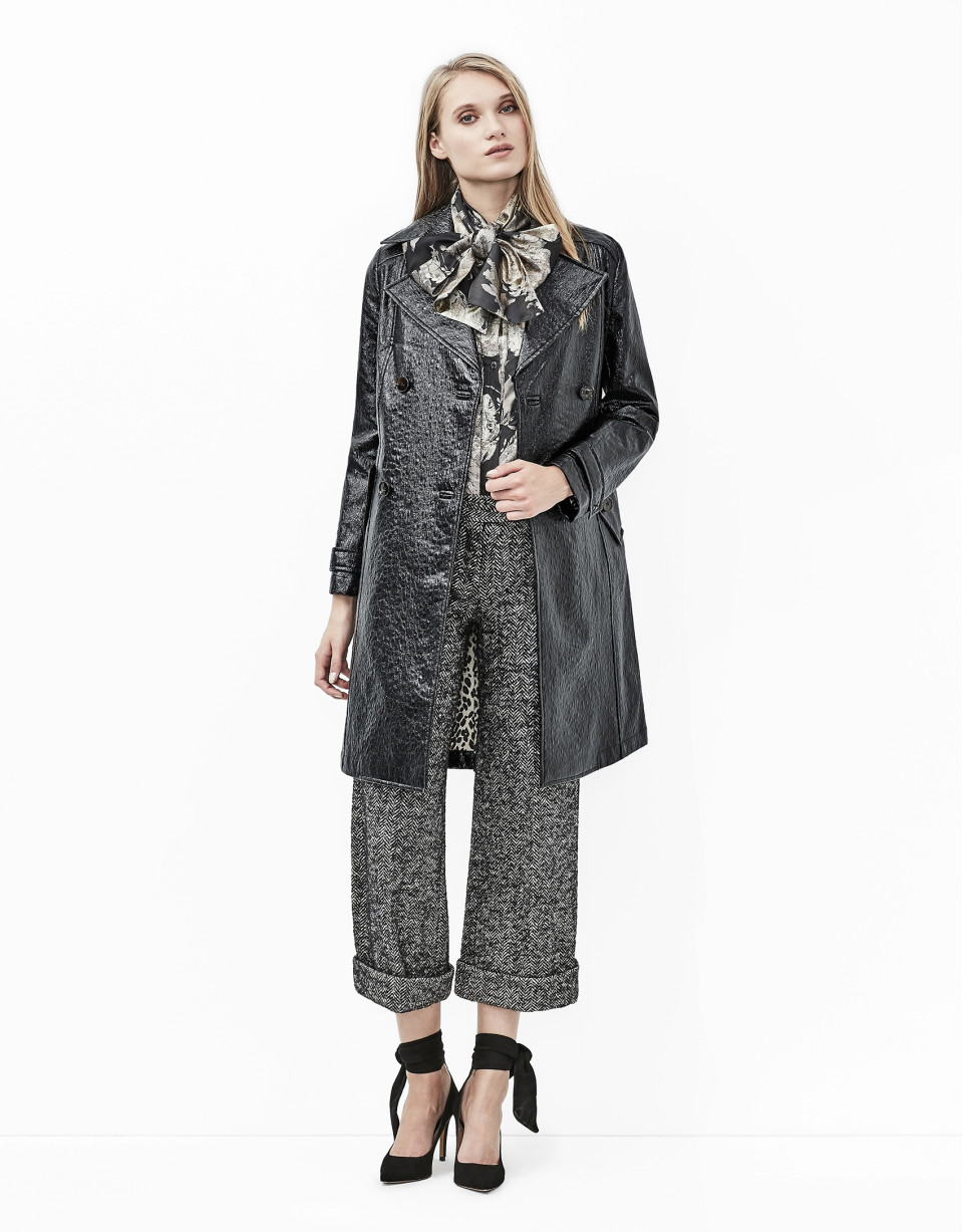 Trench grabado coco negro