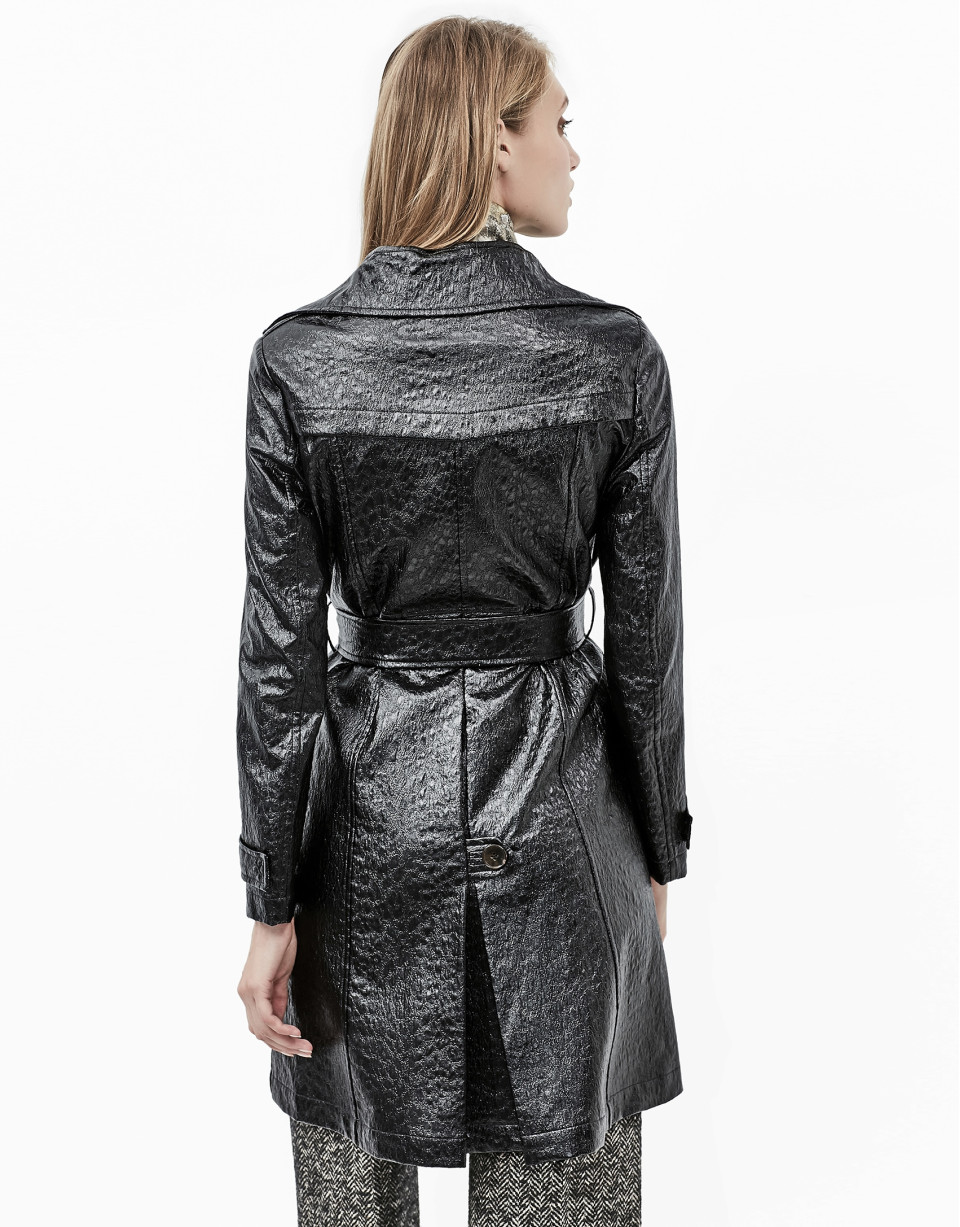 Trench grabado coco negro