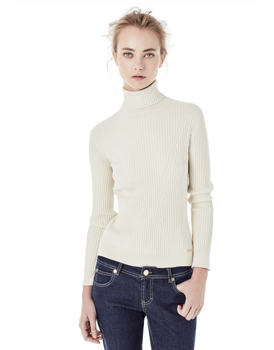 Jersey canalé beige