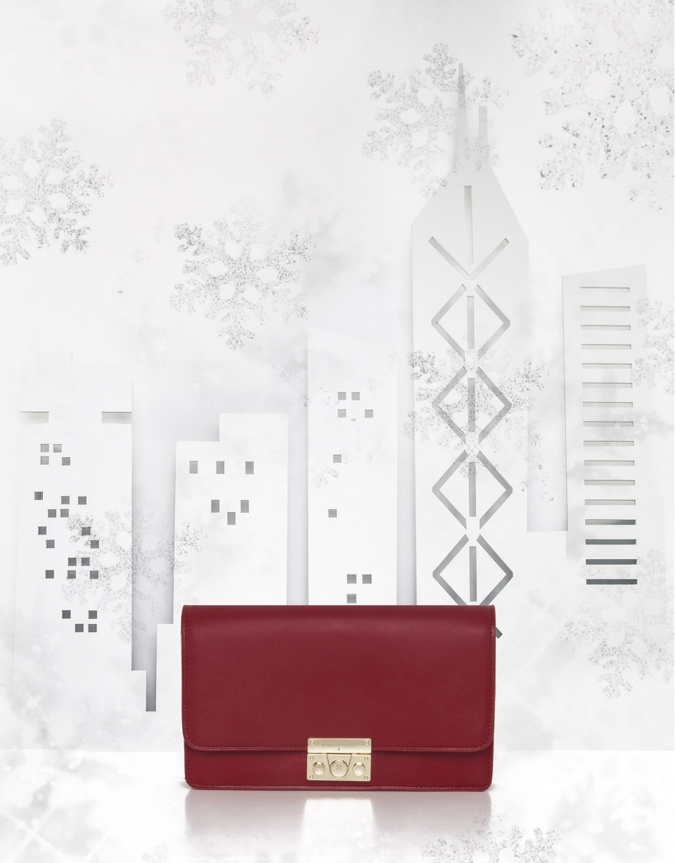 Red leather Geraldine shoulder/clutch 