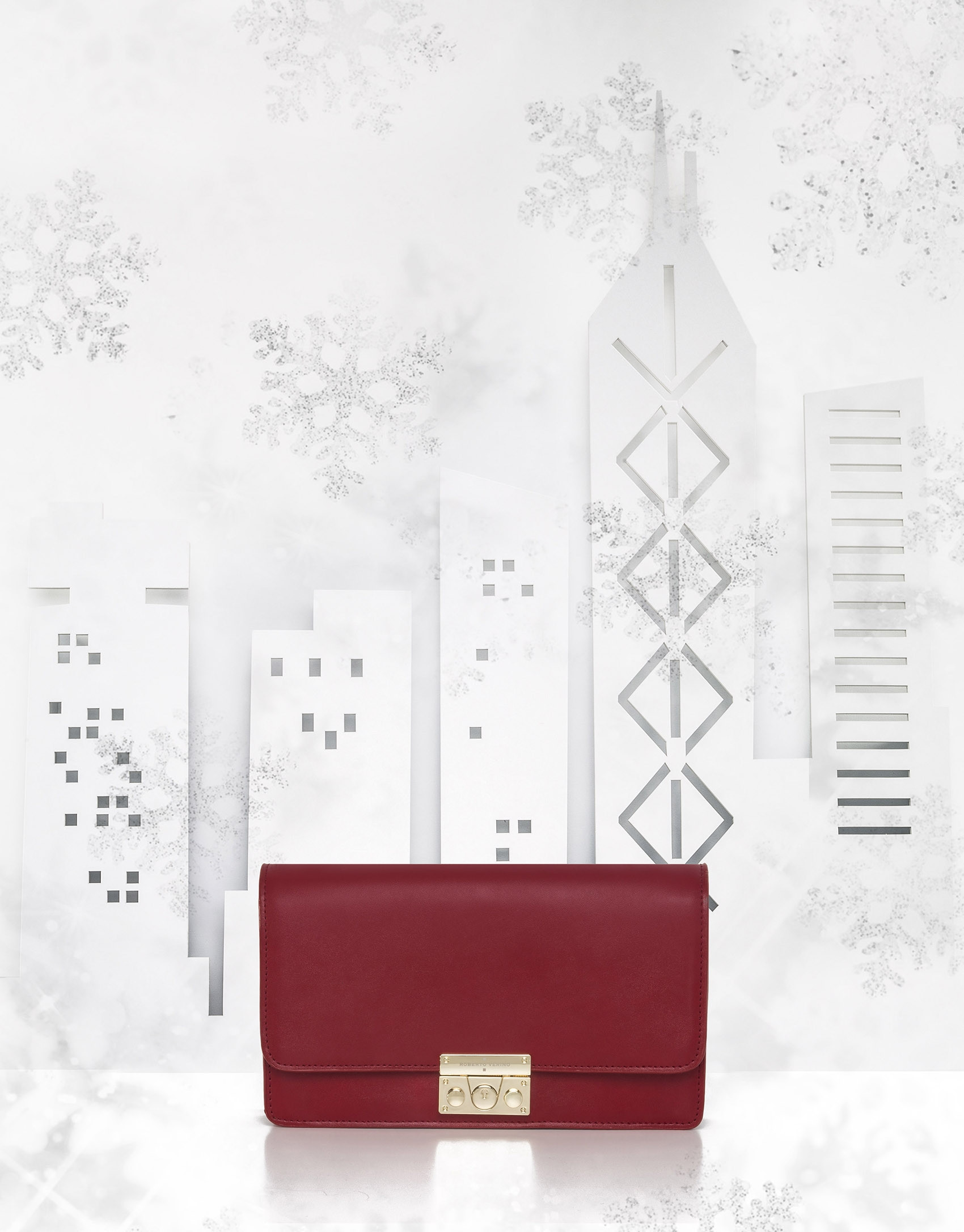Red leather Geraldine shoulder/clutch 