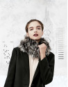 Charcoal gray fox fur collar