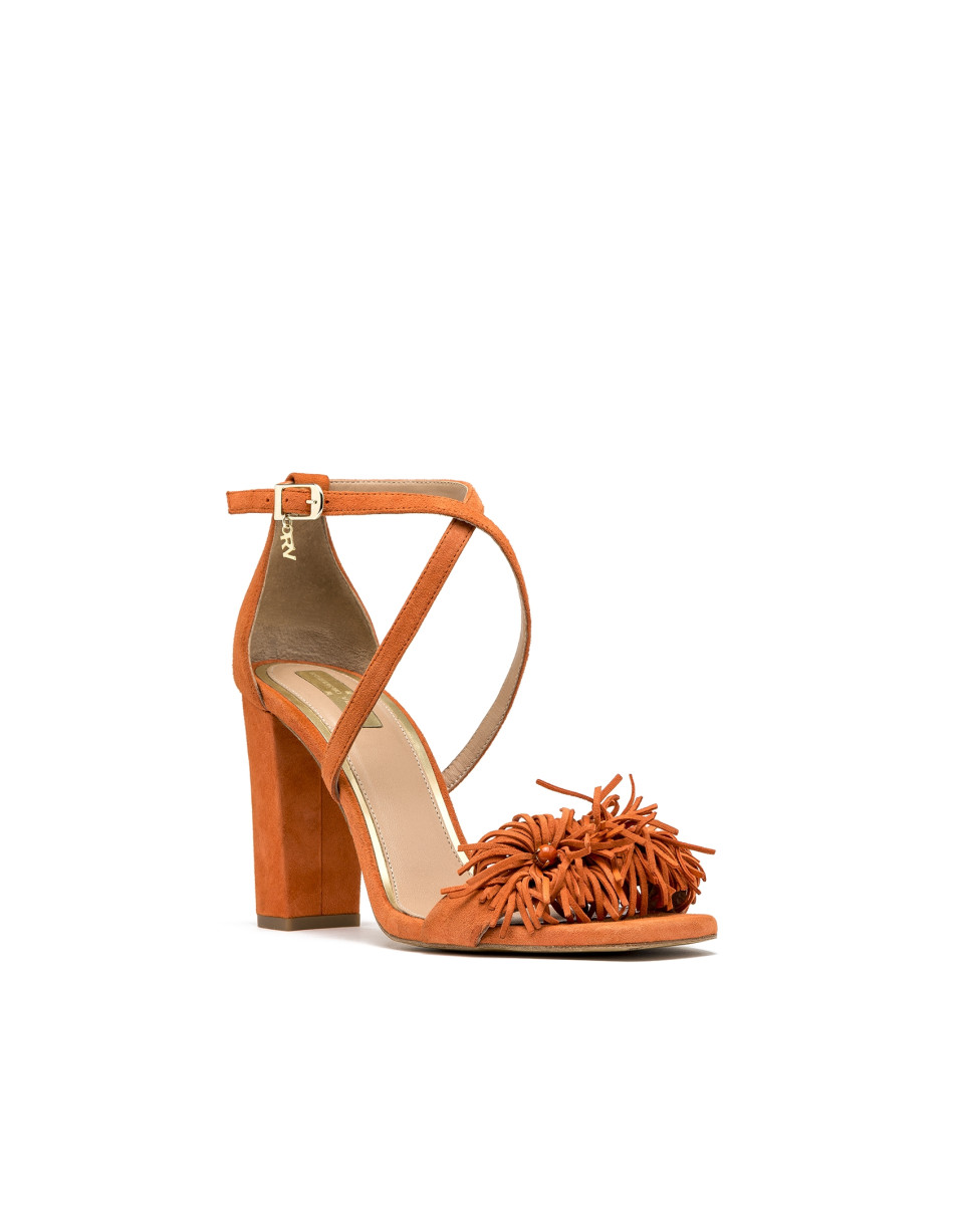 Sandalia piel/ante naranja Niza