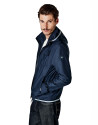Navy blue parka with removable hood