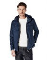 Navy blue parka with removable hood