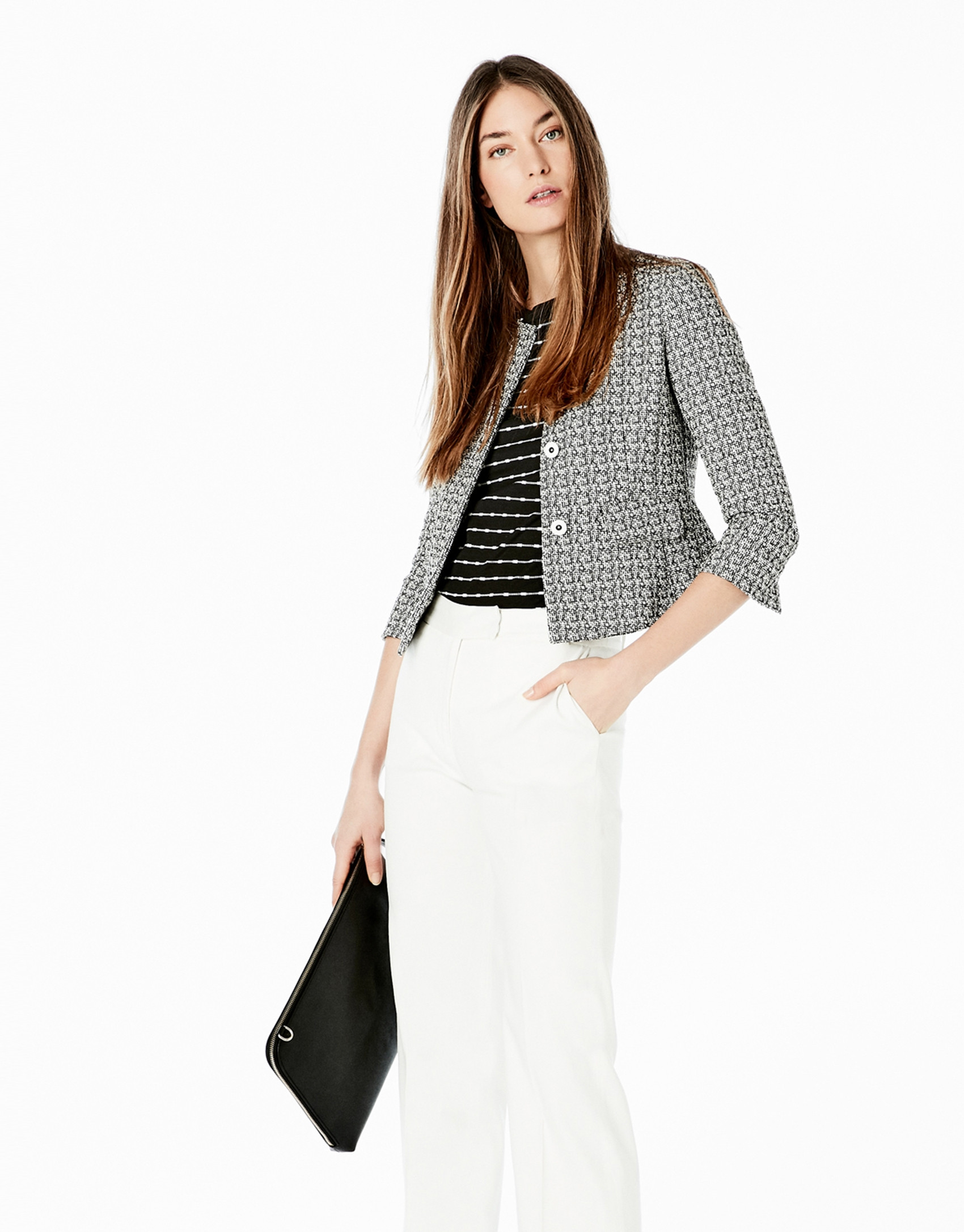 Black print short jacket 
