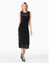 Long black knit dress with openwork