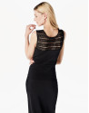 Long black knit dress with openwork