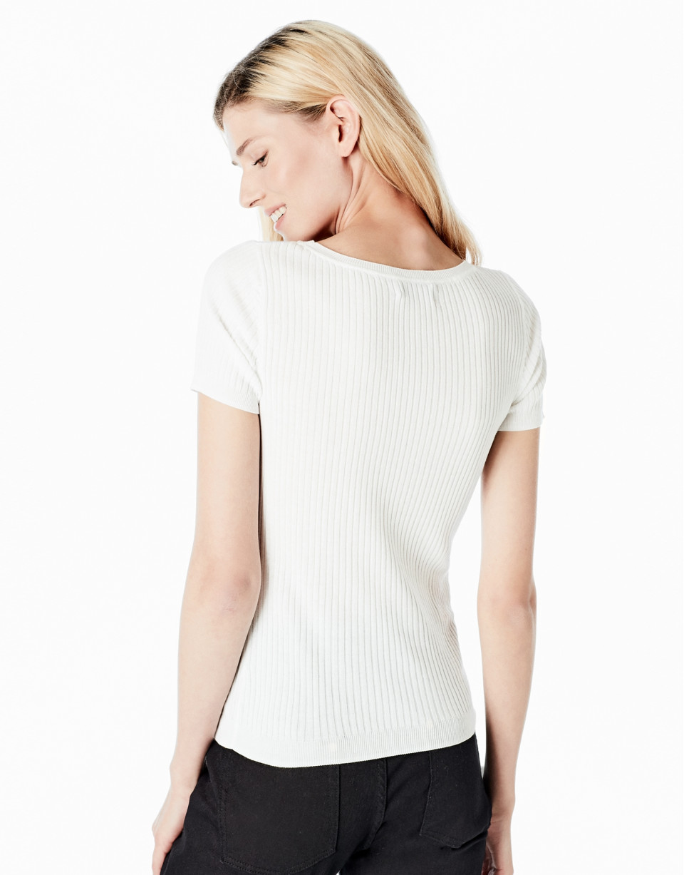 Jersey canalé beige
