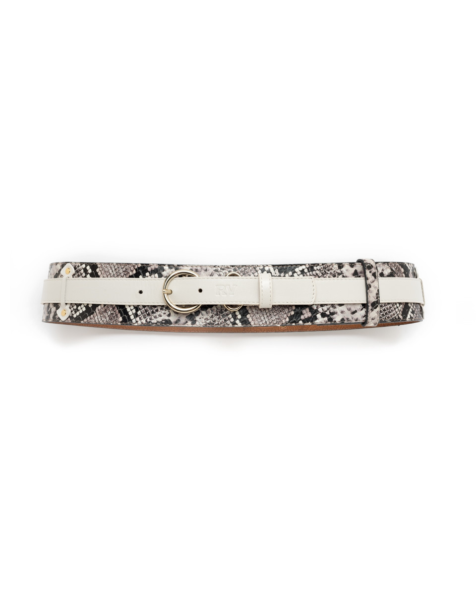 Black/White combination double belt