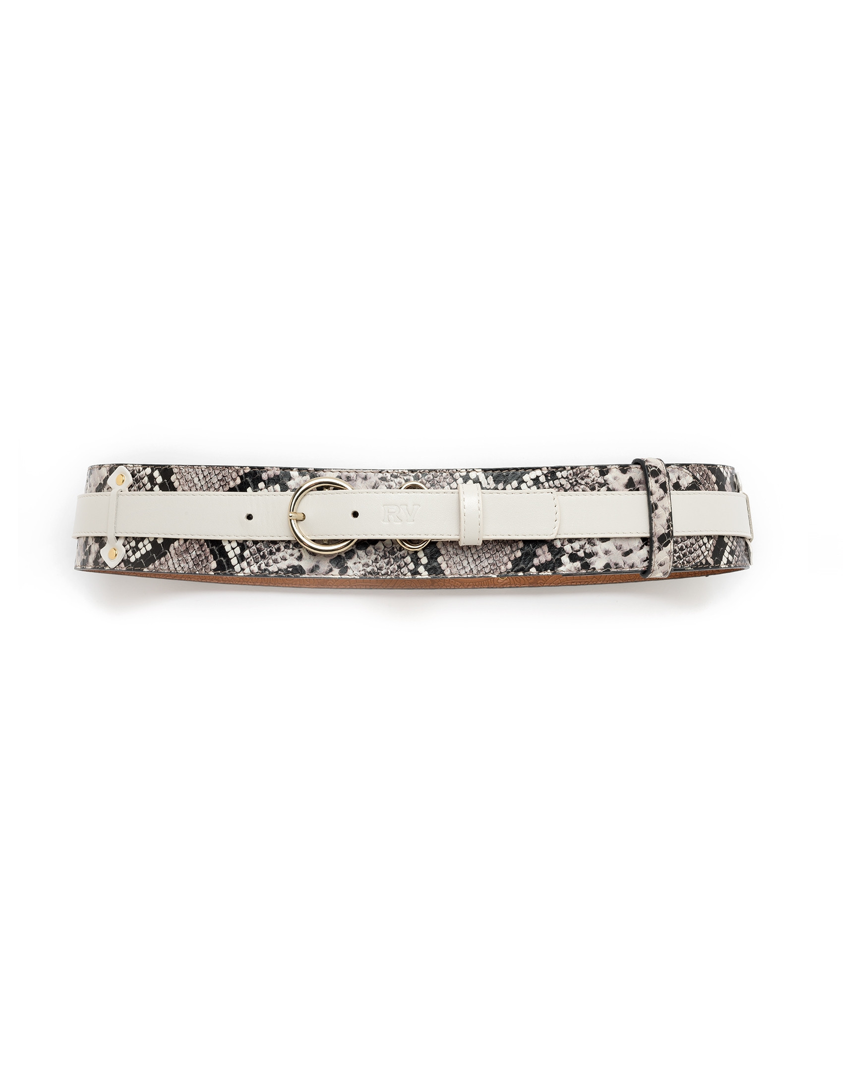 Black/White combination double belt