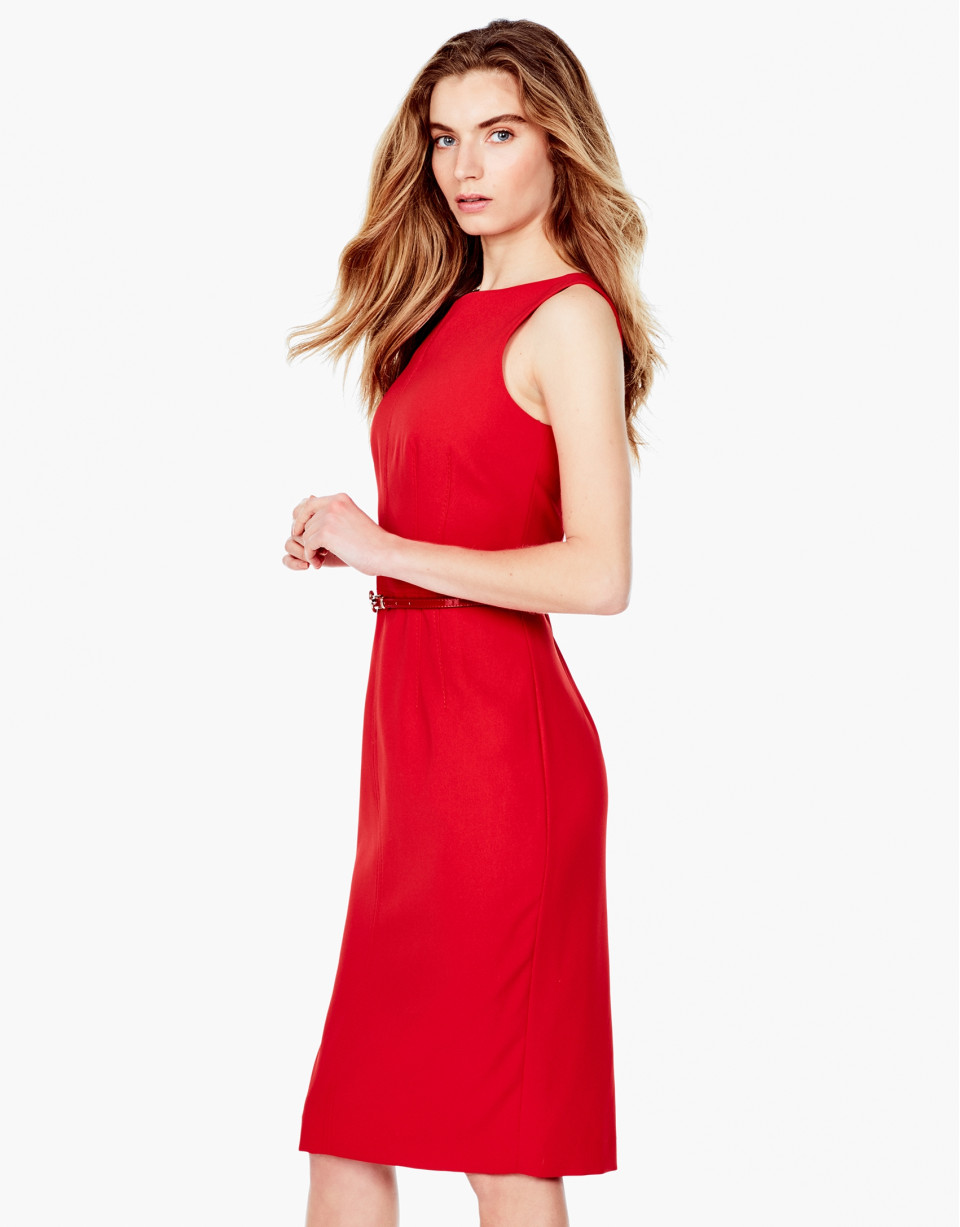 Vestido pespuntes rojo