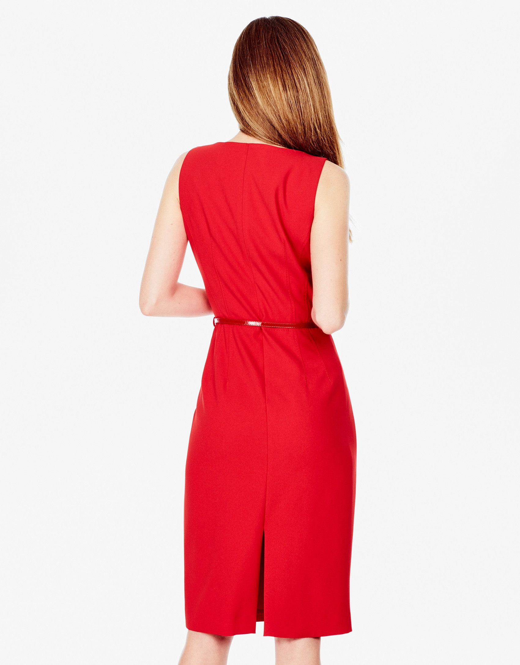 Vestido pespuntes rojo