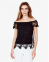 Top encaje volante negro