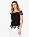 Top encaje volante negro