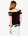 Top encaje volante negro