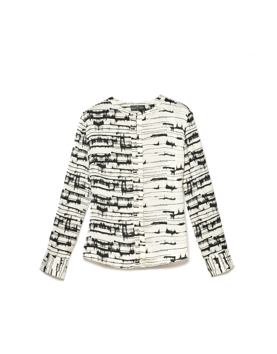 Beige blouse with round neckline