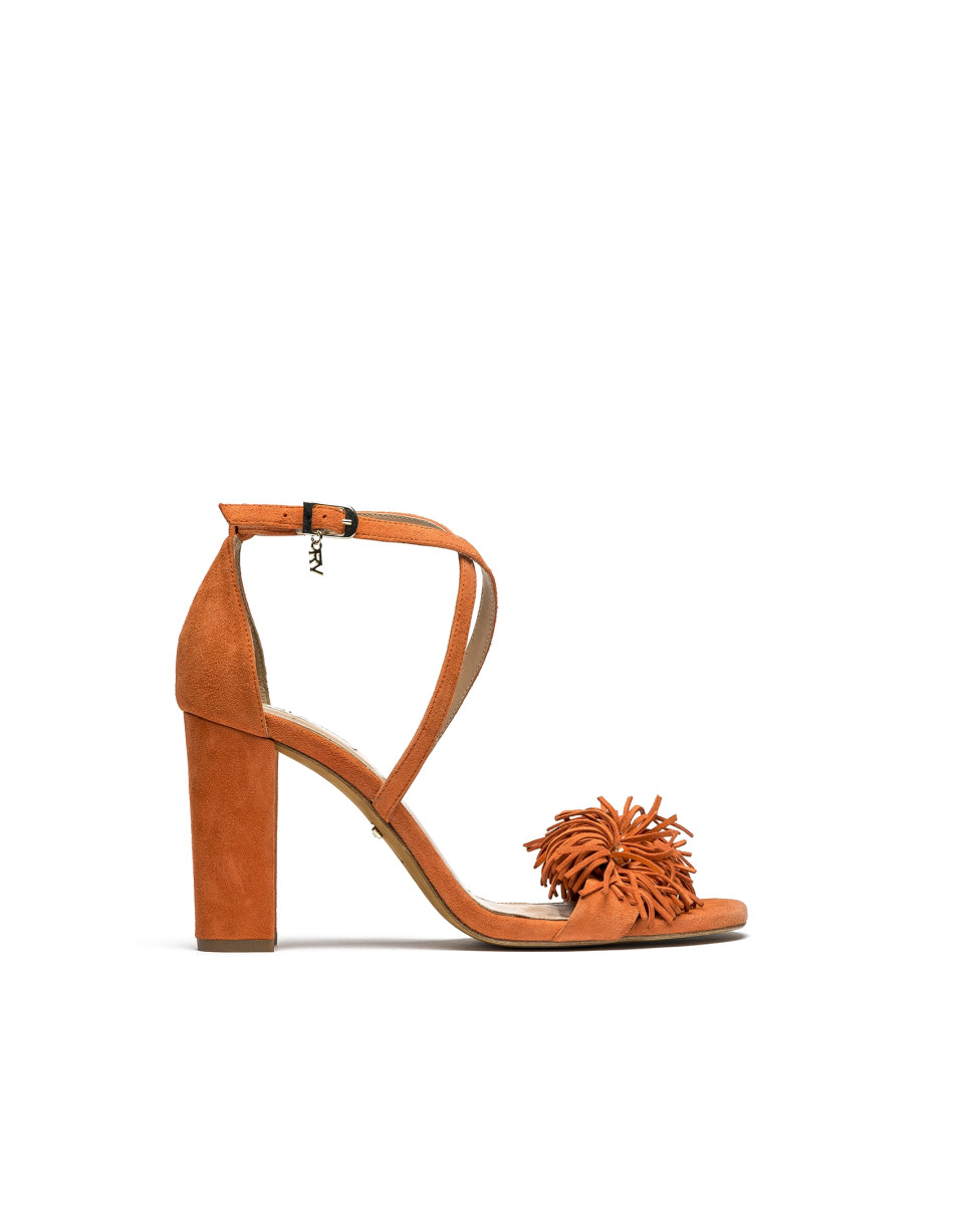 Sandalia piel/ante naranja Niza