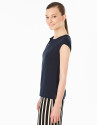 Navy blue-colored sleeveless top