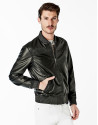 Cazadora de piel bomber negra