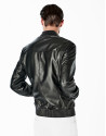 Cazadora de piel bomber negra