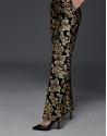 Pantalón recto jacquard floral oro