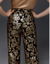 Pantalón recto jacquard floral oro