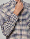 Navy blue / beige checked sport shirt