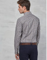 Navy blue / beige checked sport shirt