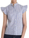 Camisa bordada volante azul