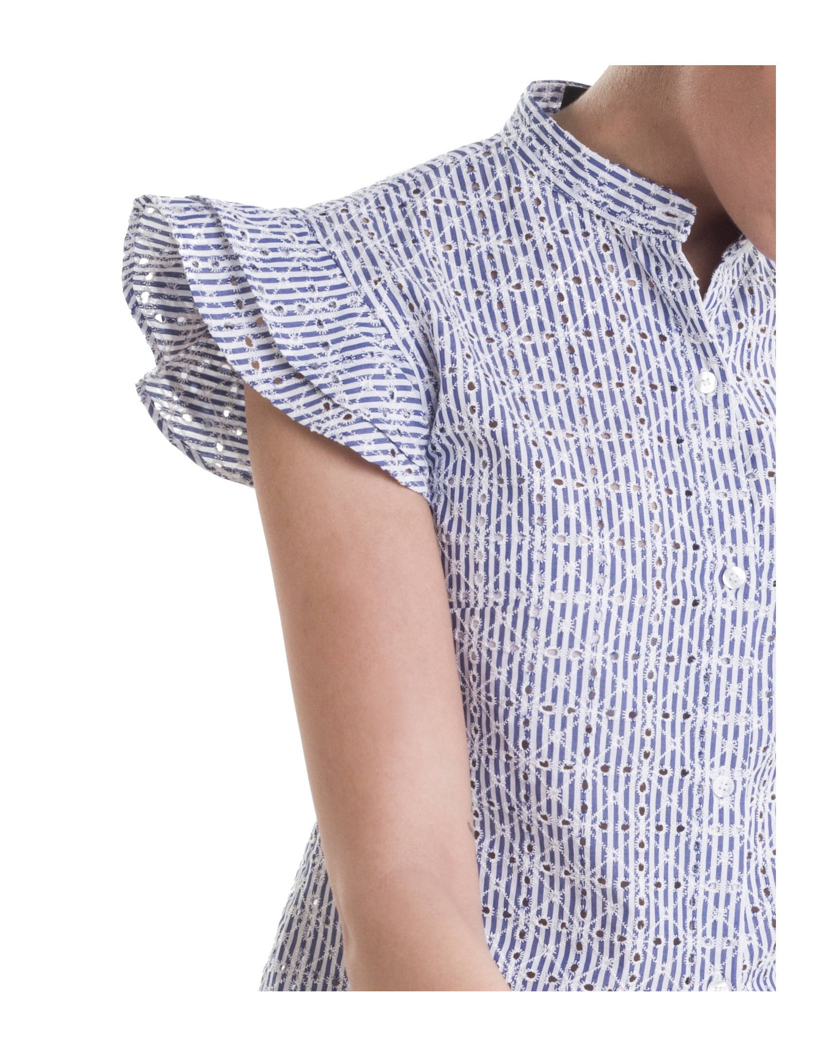Camisa bordada volante azul