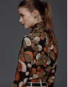 Retro print blouse with bow