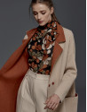 Retro print blouse with bow