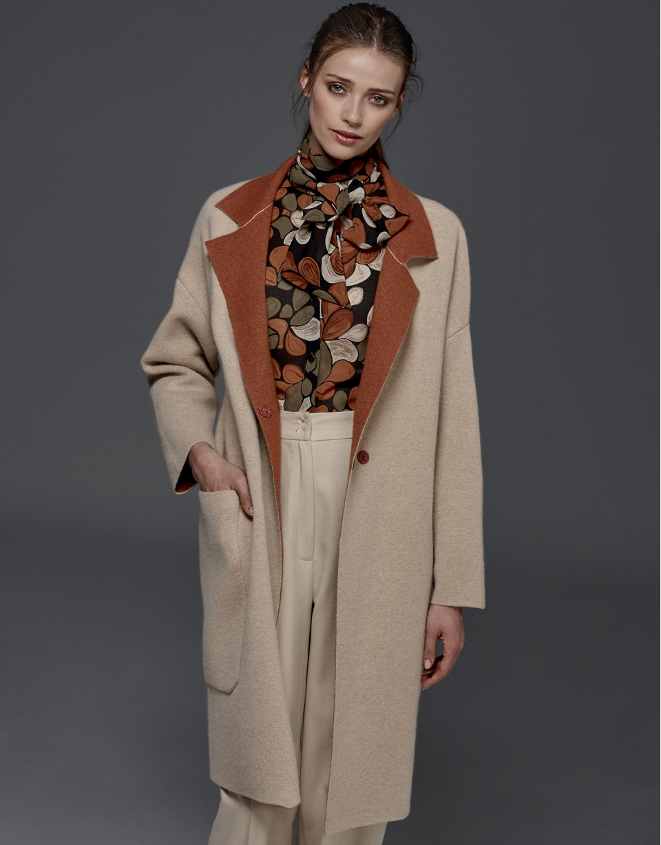 Gray, double-faced knit coat