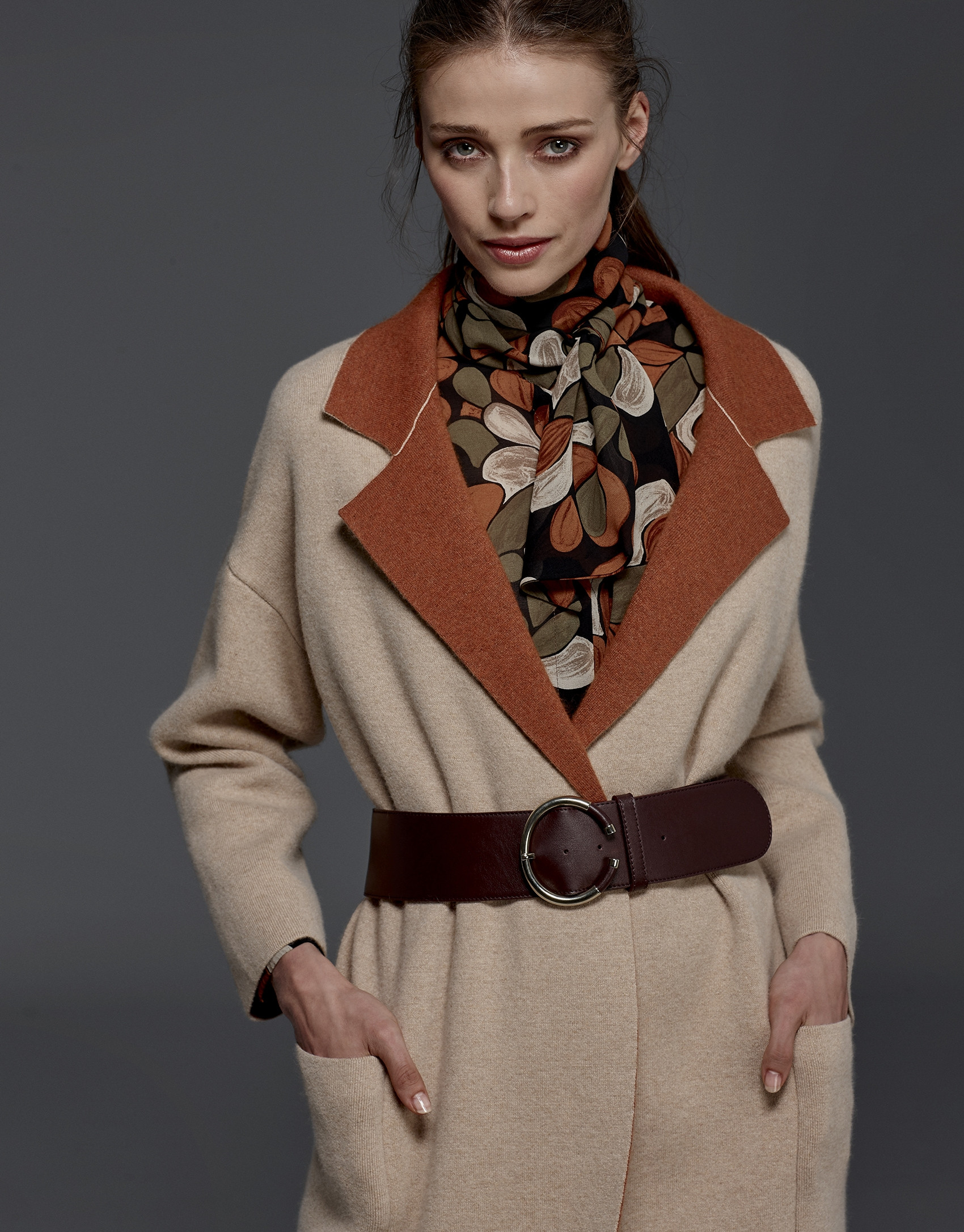 Gray, double-faced knit coat