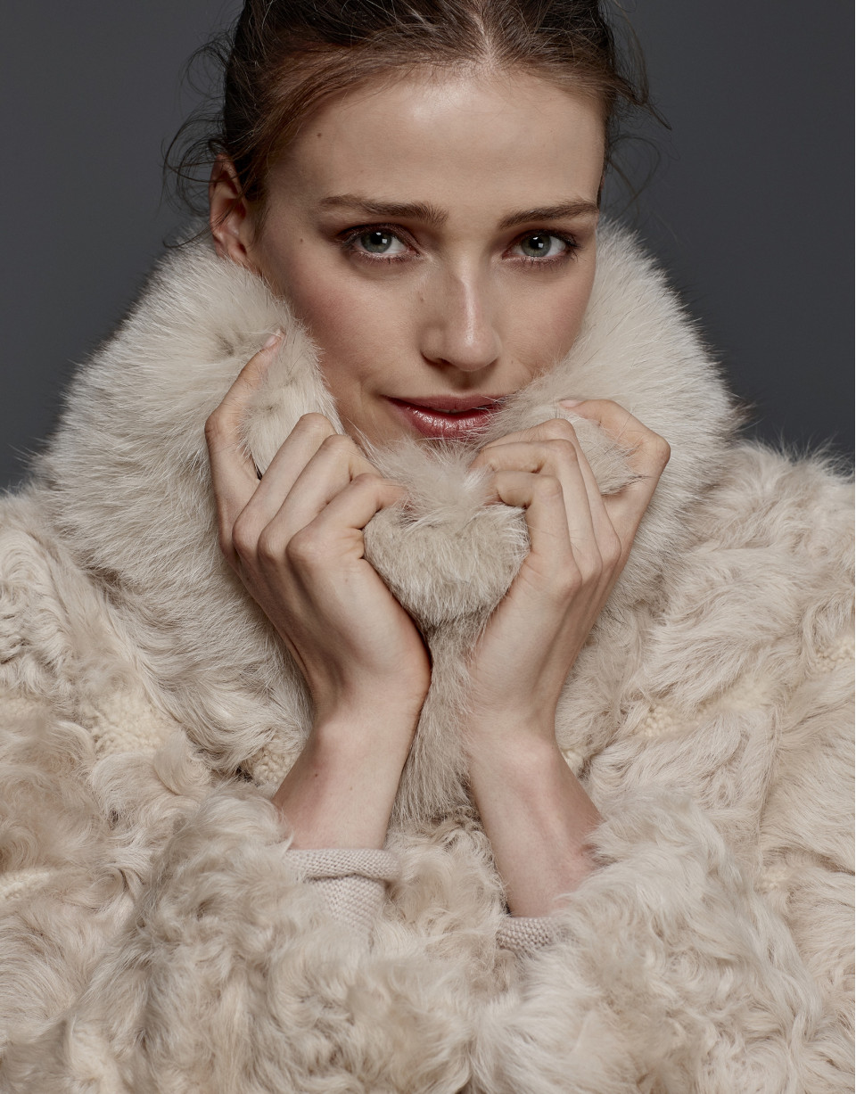 Beige lambskin coat