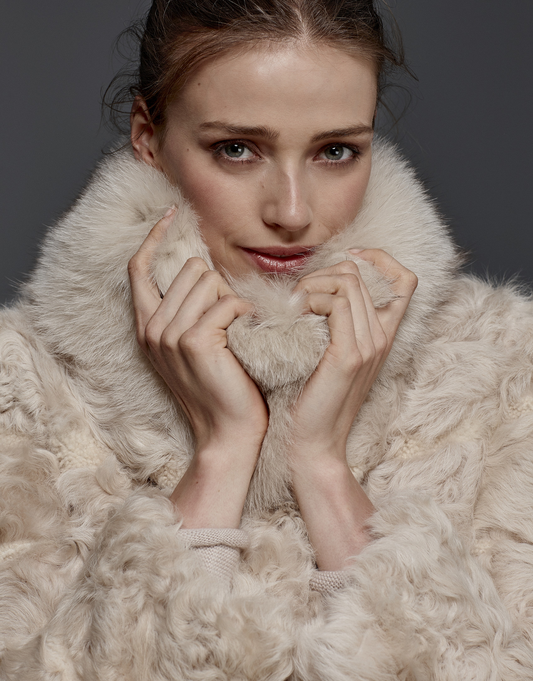 Beige lambskin coat